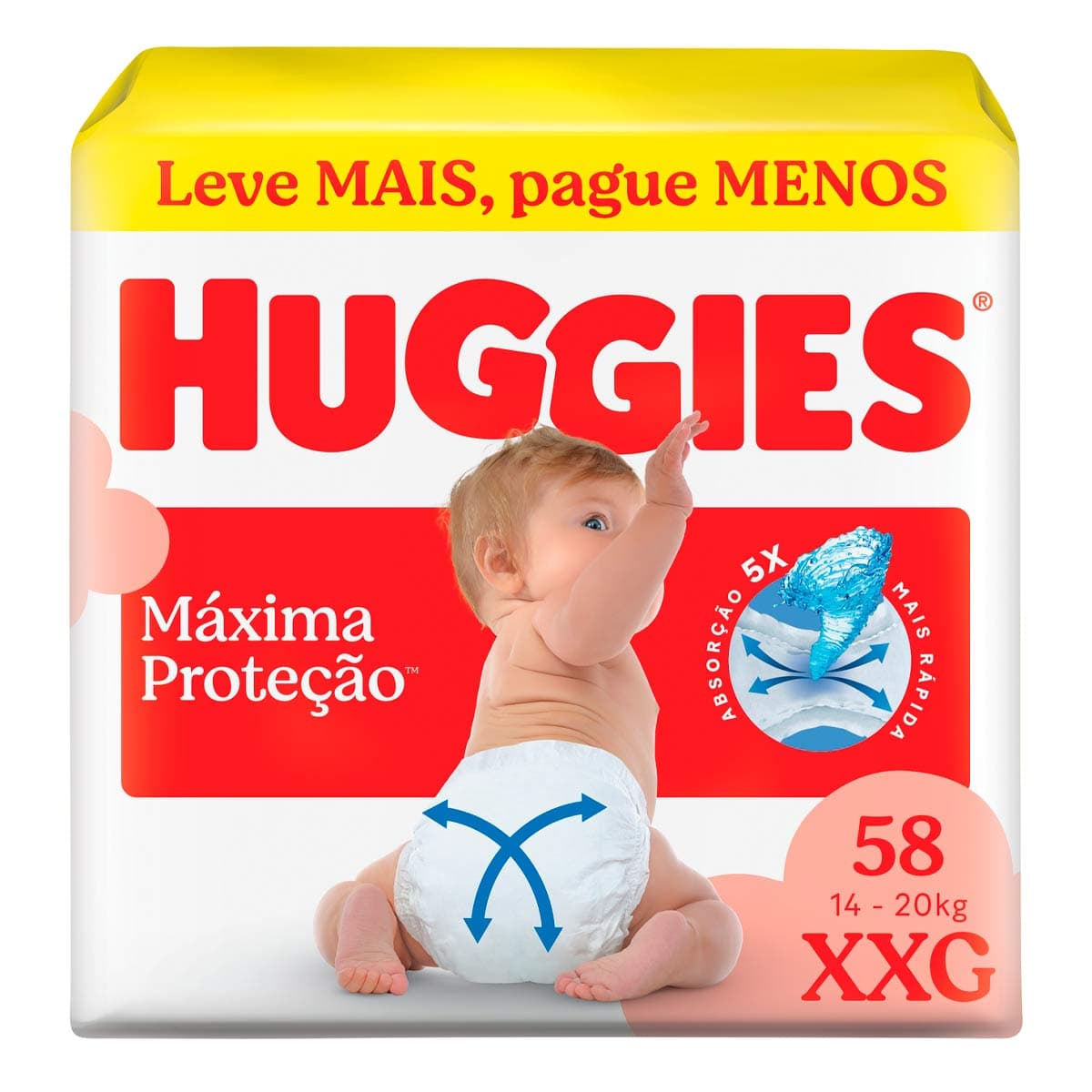 Huggies Máxima Proteção XXG · 58 unidades
